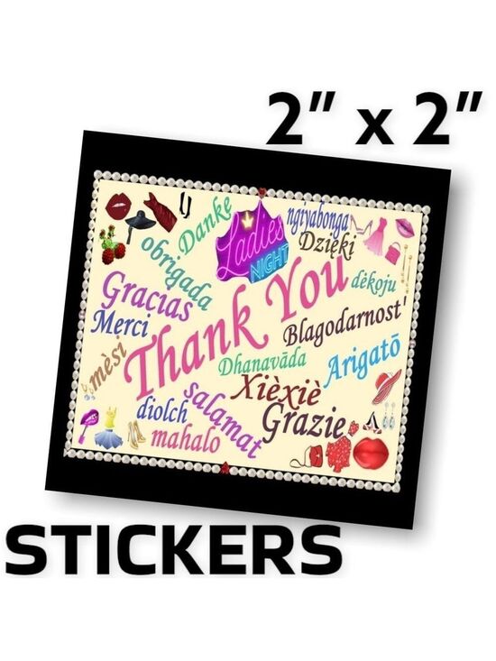 Mailers And More Other - 200 (2x2 Inch) Square Stickers, Ladies Night, Full Color, High Gloss, Thank You